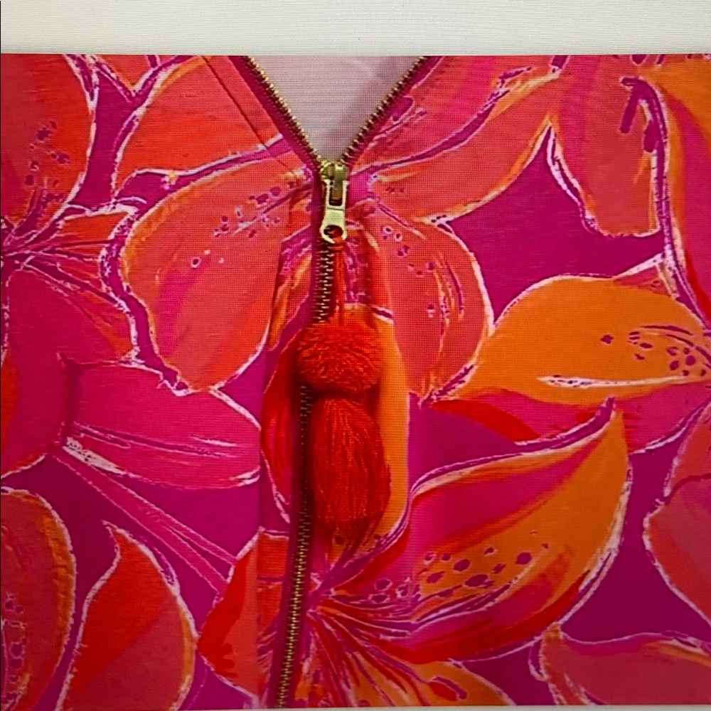 Belle by Kim Gravel Primabelle Knit Tassel Zip Top Fuschia Orange S New